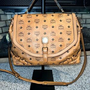 MCM Cognac Visetos Crossbody Bag